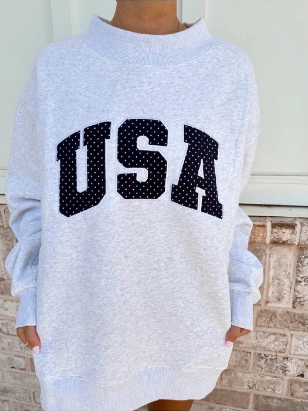 Gray USA Mockneck Crewneck Sweatshirt